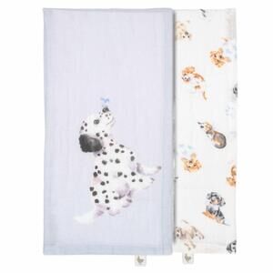 NEW WRENDALE DESIGNS INC. little paws dog muslin gift set in blue